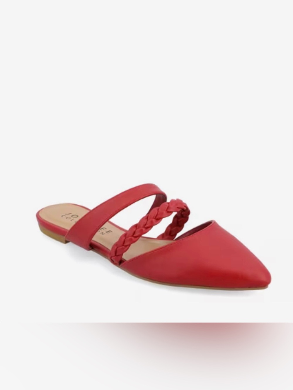 Journee Collection Red Braided-Strap Pointed Toe Mule